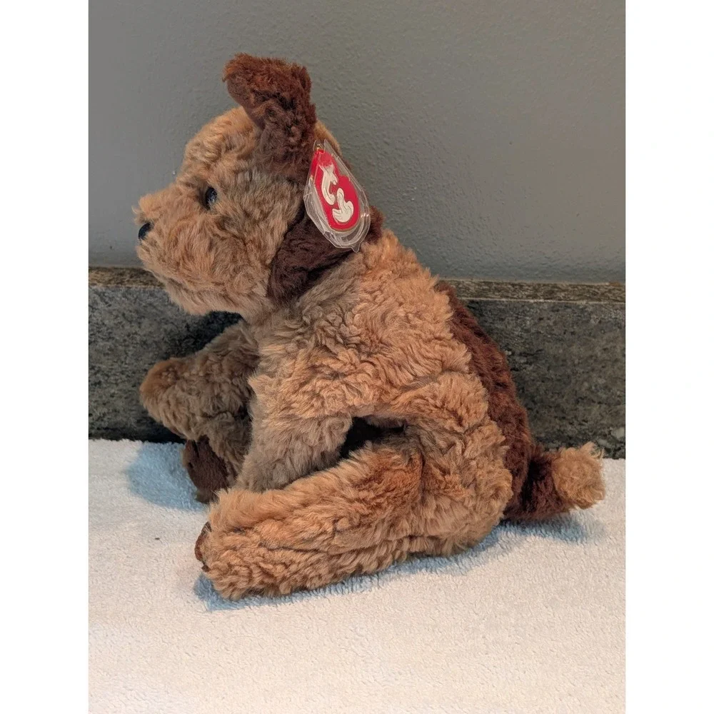 Vintage TY Classic CHIPS Brown Tan Curly Floppy Puppy Dog Plush With Tag  10